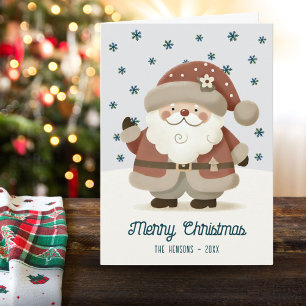 Lieve Kerstman Sneeuwvlokken Tekening Kerstmis Feestdagen Kaart