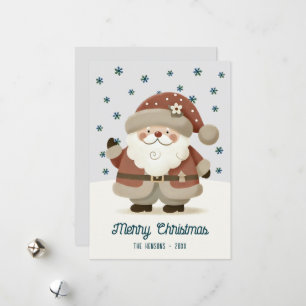 Lieve Kerstman Sneeuwvlokken Tekening Kerstmis Feestdagenkaart