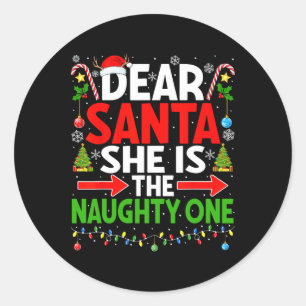Lieve Kerstman Ze is stoute een kerstpaar Paja Ronde Sticker
