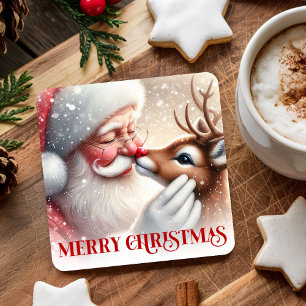 Lieve kerstpapier onderzetters Sinterklaas en Rudo