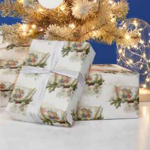 Lieve kerststal collage op maat voor de feestdagen cadeaupapier
