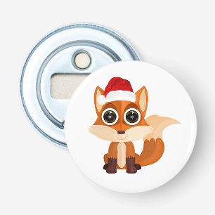 Lieve Kerstvos Cartoon Kerstfeest Dier Feestelijk Button Flesopener