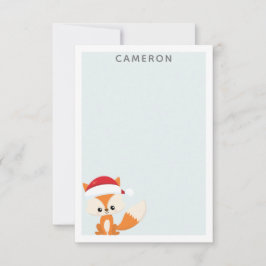 Lieve Kerstvos in Kerstmannenhoed Teal Persoonlijk Notitiekaartje