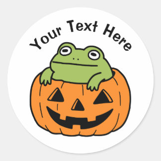 Lieve kikker in Halloween pompoen Ronde Sticker
