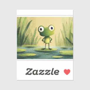 Lieve kikker op waterlelieblad – Whimsicale cartoo Sticker