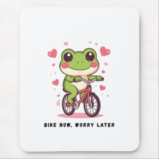 Lieve kikker rijdt op een fiets | Grappig geschenk Muismat