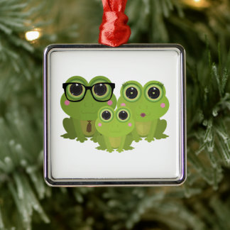 Lieve Kikkersfamilie Metalen Ornament
