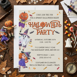 Lieve Kinderen Halloween Feest Griezels Kaart