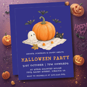 Lieve Kinderen Halloween Feest Pompoen Geest Kaart