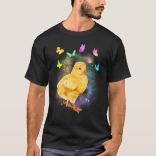 Lieve kip met vlinders Baby kuiken kleurrijk T-shirt