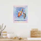 Lieve Kleine Astronaut met Raket Poster (Keuken)
