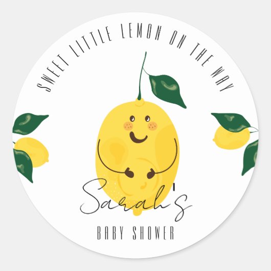 Lieve kleine citroen onderweg ronde sticker (Voorkant)