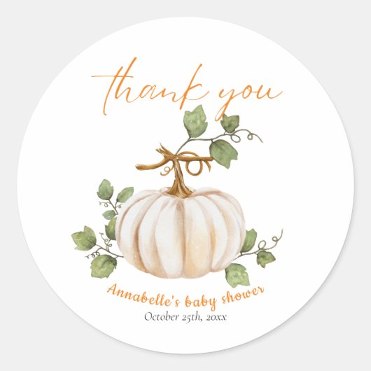 Lieve kleine pompoen op de weg Baby shower Ronde Sticker (Voorkant)