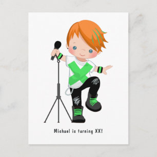 Lieve kleine roodharige jongen rockster verjaardag briefkaart