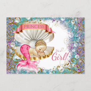 Lieve Kleine Zeemeermin Baby Shower Uitnodigingen