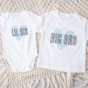 Lieve Kleine Zus Blauwe Hart Overeenkomstige Broer Romper