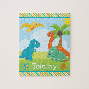 Lieve Kleurrijke Dinosaurus Vriendjes Kinderen Legpuzzel
