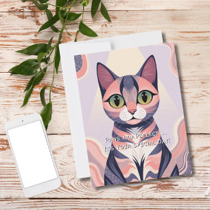 Lieve Kleurrijke Kat, Leuk, Chic, Speels Verjaarda Briefkaart