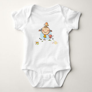 Lieve Kleurrijke Regenboog Stokfiguur Vogel Vlinde Romper
