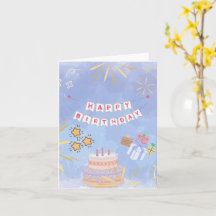 Lieve Kleurrijke Verjaardagstaart & Cadeaus Groet