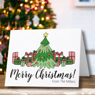 Lieve Kleurrijke Zalige Kerstboom Feestdagen Kaart