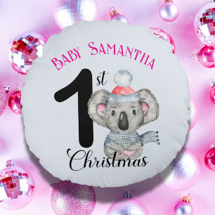 Lieve Koala Baby Meisje Eerste Kerstmis Aandenken Rond Kussen