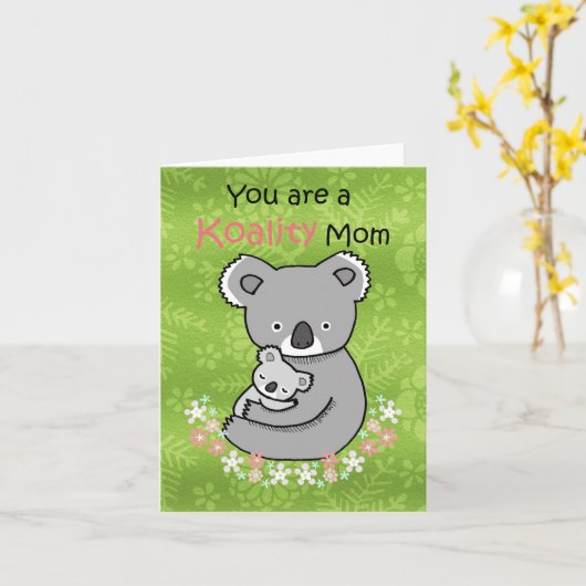 Lieve koala beer Schattige en grappige moederdag Kaart (Gele Bloem)