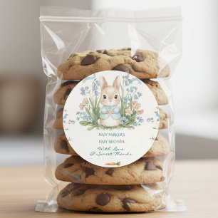 Lieve Konijn Lente Bloemen Baby Shower Bedankt Ronde Sticker