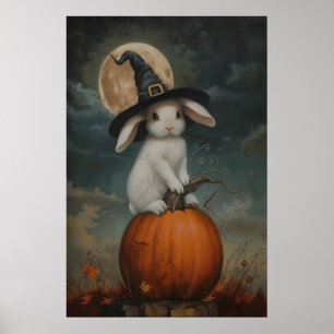 Lieve Konijnenheks op Pompoen Kunst Print, Hallowe Poster
