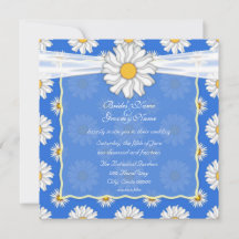 Lieve Koningsblauwe en Witte Madeliefjes Bloemmoti