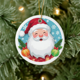 Lieve Lachende Kerstman Kerstmis Keramisch Ornament