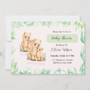 Lieve Lama Familie Liefde Illustratie Kaart