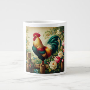Lieve landelijke/retro haan extra grote beker