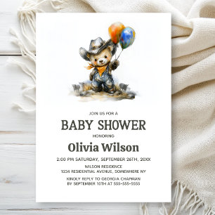 Lieve Landelijke Teddybeer Babyshower Uitnodiging