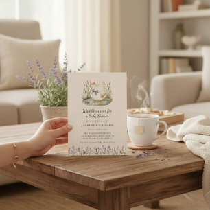 Lieve Lavendel Eend Baby Shower Uitnodiging met QR