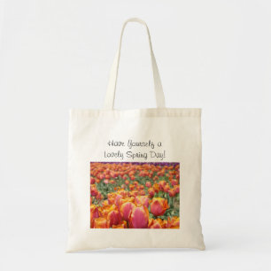 Lieve lentedag! Tulp Bloemen Boodschappentas Tote Bag