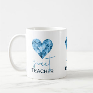 Lieve lerares met blauwe diamanten hart koffiemok