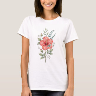Lieve Libel Hibiscus Watercolor Tuin T-shirt
