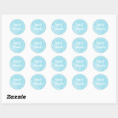 Lieve Liefde & Dank Pastelblauw Waterverf Schrift Ronde Sticker (Vel)