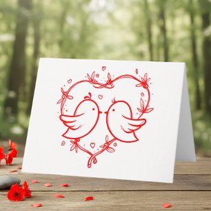 Lieve Liefdesvogels Boho Rode Hart Dank Je Wel Tro Bedankkaart