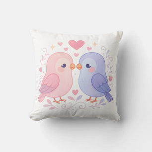 Lieve Liefdesvogels Pastelkleurige Romantische Ill Kussen