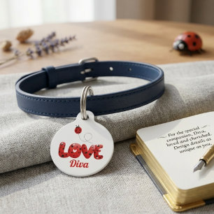 Lieve Lieveheersbeestje "LIEFDE" Gepersonaliseerde Huisdierpenning