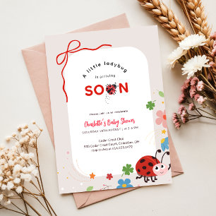 Lieve Lieveheersbeestje Rode Strik Bloemen Baby Sh Kaart