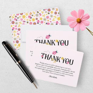 Lieve Lieveheersbeestje Roze Meisje Baby Shower Bedankkaart