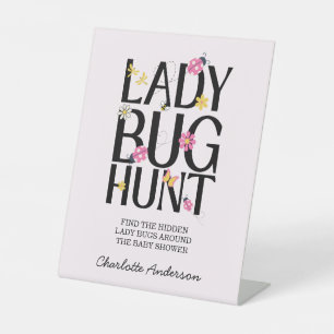 Lieve Lieveheersbeestje Roze Meisje Baby Shower Reclamebord Met Voetstuk