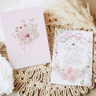 Lieve Lieveheersbeestje Roze Strik Wilde Bloem Bab Kaart