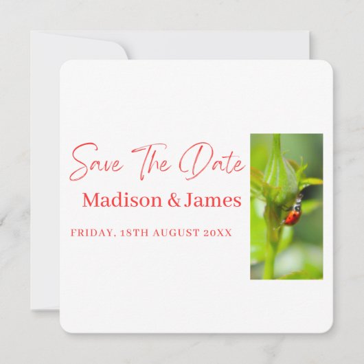 Lieve lieveheersbeestje Script Save the date uitno (Voorkant)