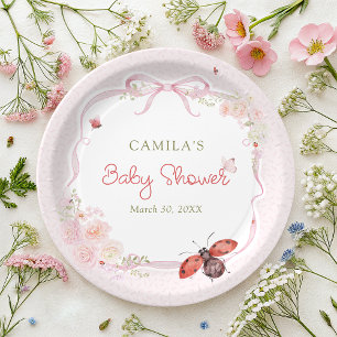 Lieve Lieveheersbeestje Tuin Meisje Baby Shower Papieren Bordje