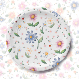 Lieve Lieveheersbeestjes en Bloemen Patroon Papieren Bordje