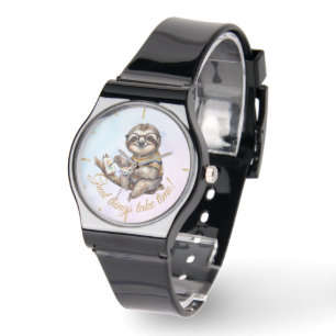 Lieve luiaard met bril Grappige aquarel schilderin Horloge